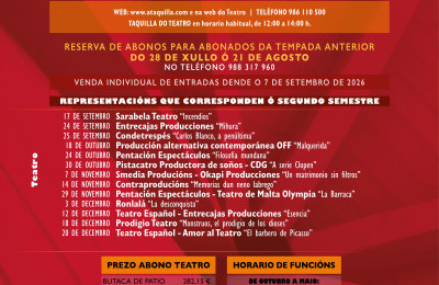 Cartel de abonos do 2º semestre de 2026